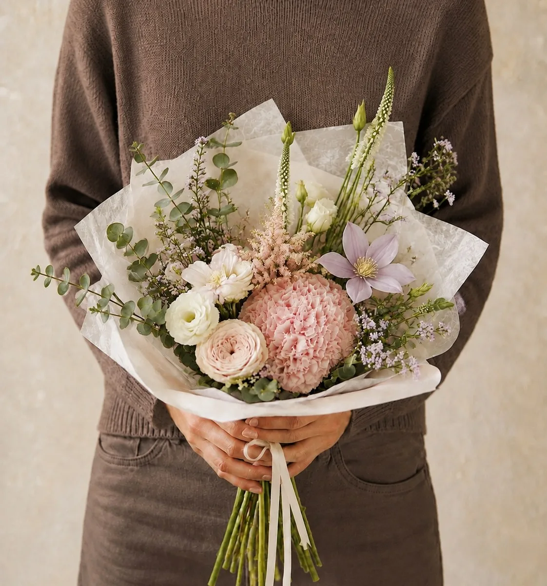 Opaline — Rose poudré, lilas et blanc, la douceur du pastel.